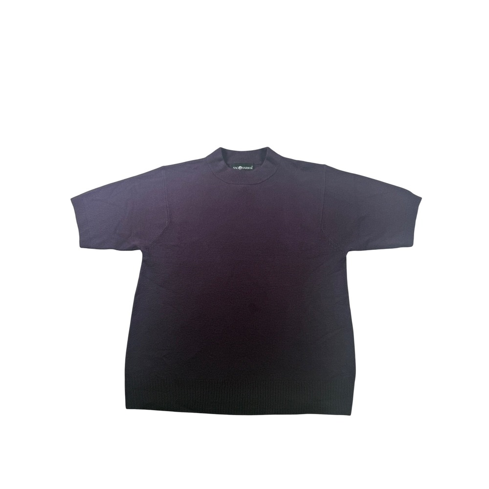 Sag Harbor Plum Purple Mock Neck Short Sleeve Knit Sweater Top Medium F93051SR